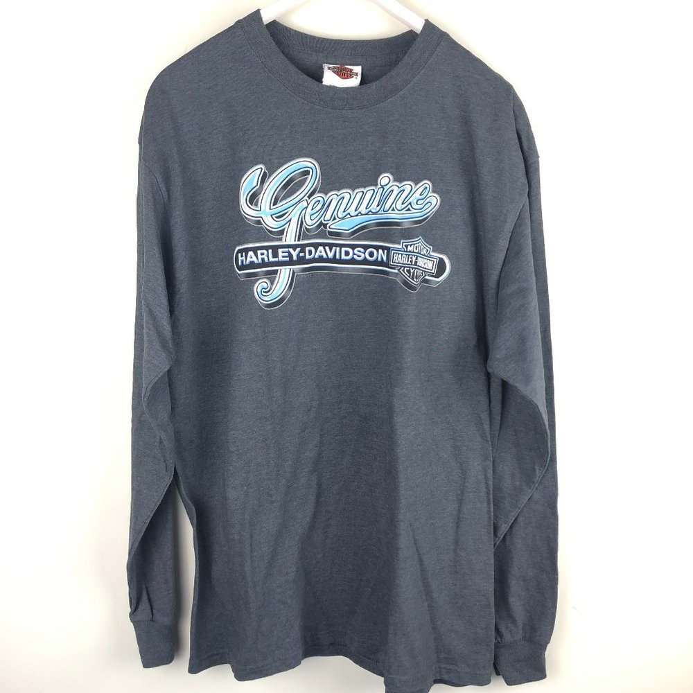 Authentic Harley-Davidson Gray Graphic Long Sleeve Shirt Size Large